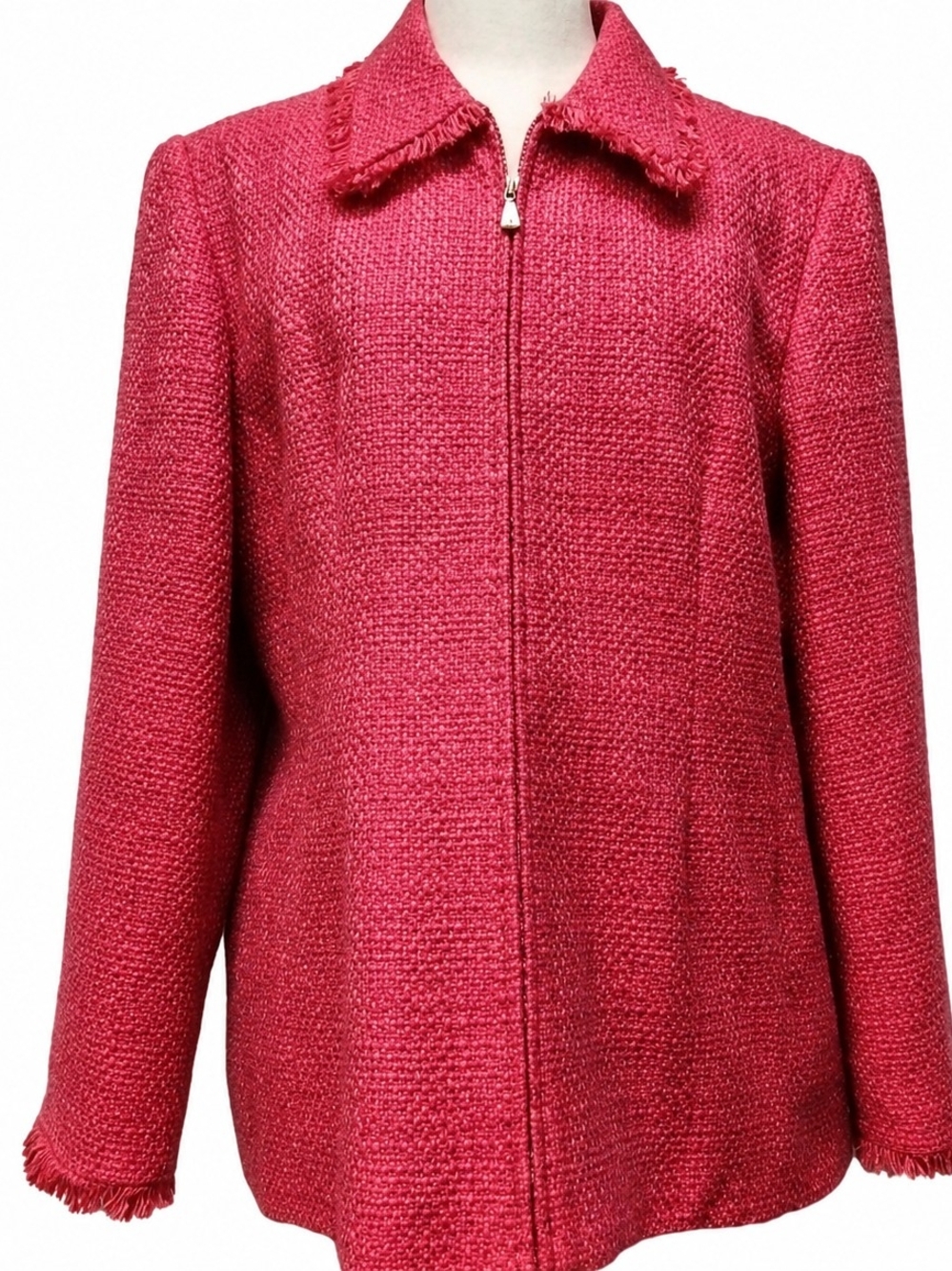 Alfred Dunner Women's Textured Full Zip Lined Suit Jacket Blazer Size 18 Peony